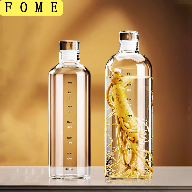 Outdoor Sport Glass Water Bottle - FOME 500/750/1000ml 유리 스포츠 물병 (시간